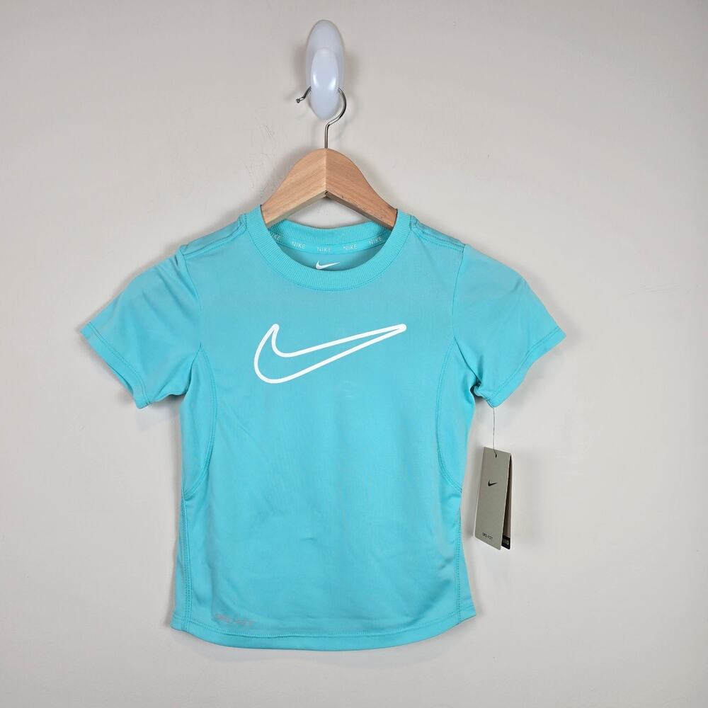 Nike Girls All Day Play Dri-FIT Tee Size 4 Green Frost Short Sleeve T-Shirt
